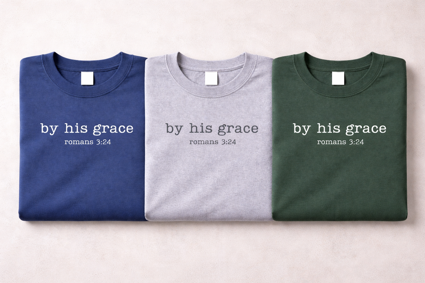 By His Grace-Romans 3:24 Christian T-Shirt Faith Based Graphic Tee - Basic Belief, LLC