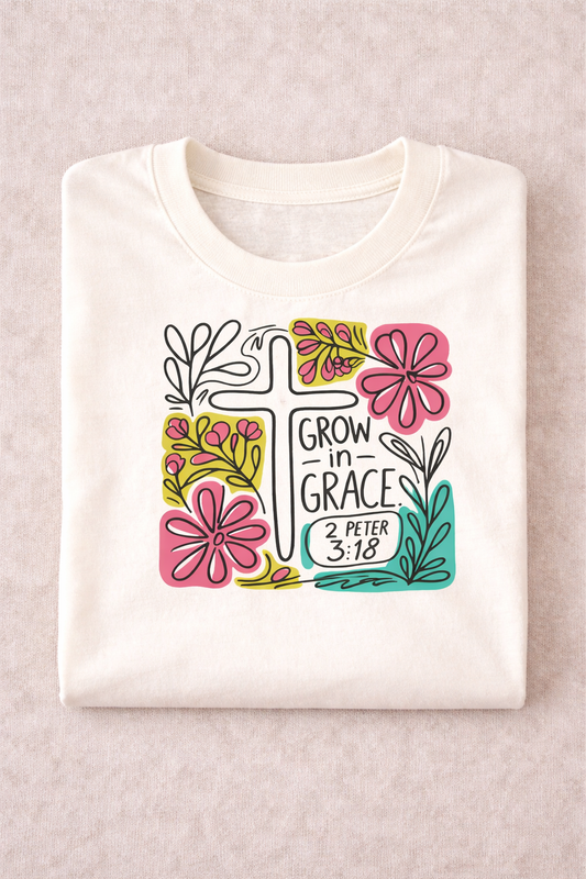 Grow in Grace-Christian Floral T-shirt