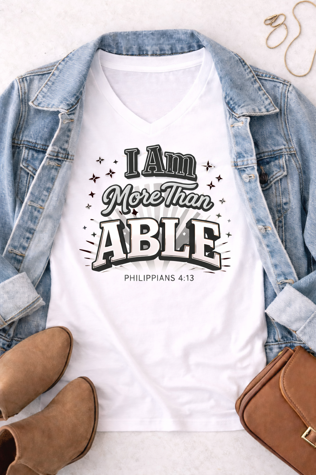 I Am More Than Able-V-neck T-shirt - Basic Belief, LLC