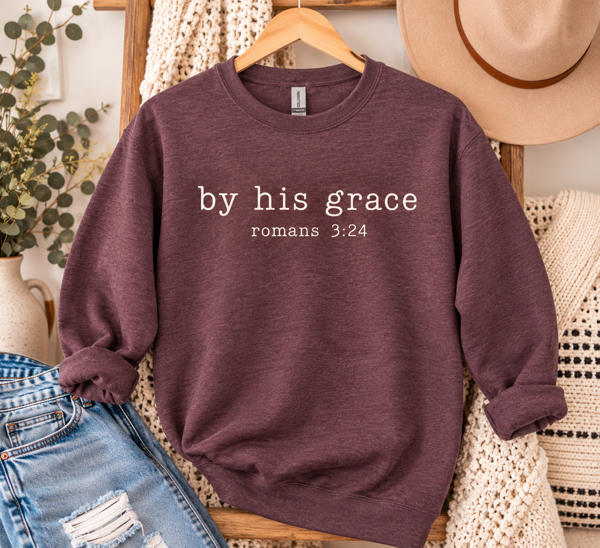 By His Grace Crewneck • Romans 3:24
