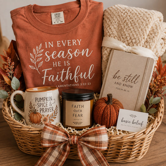 Basic Belief In Every Season fall faith gift basket