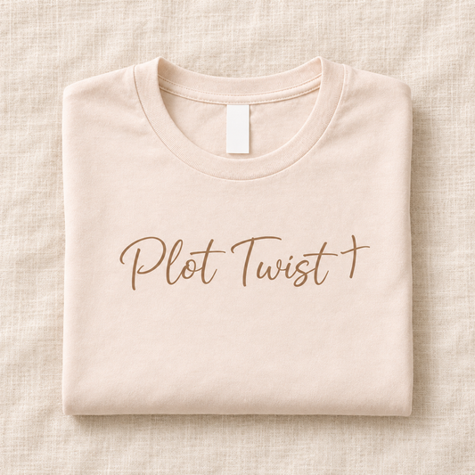 Plot Twist tee folded